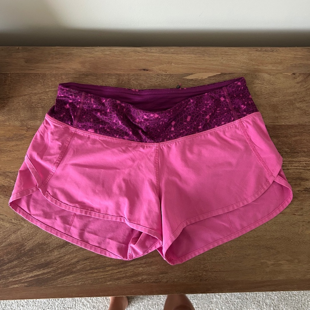 pink lululemon speed up shorts